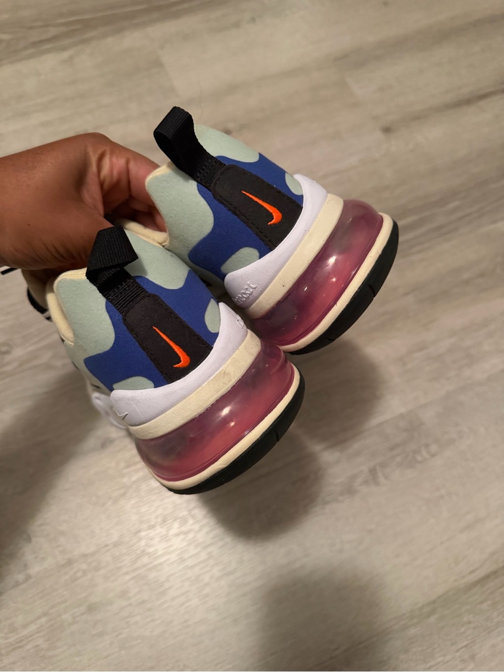 Nike Air Max 270 React Women’s Sneakers - Black/Blue/Orange/Cream - Picture 5 of 7